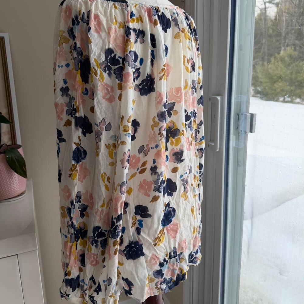 Lucky Brand Watercolor Floral Long Sleeve Blouse Large - Picture 4 of 5